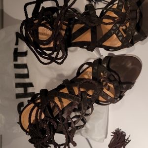 Schutz Brown suede scrappy sandal Sz 6.5